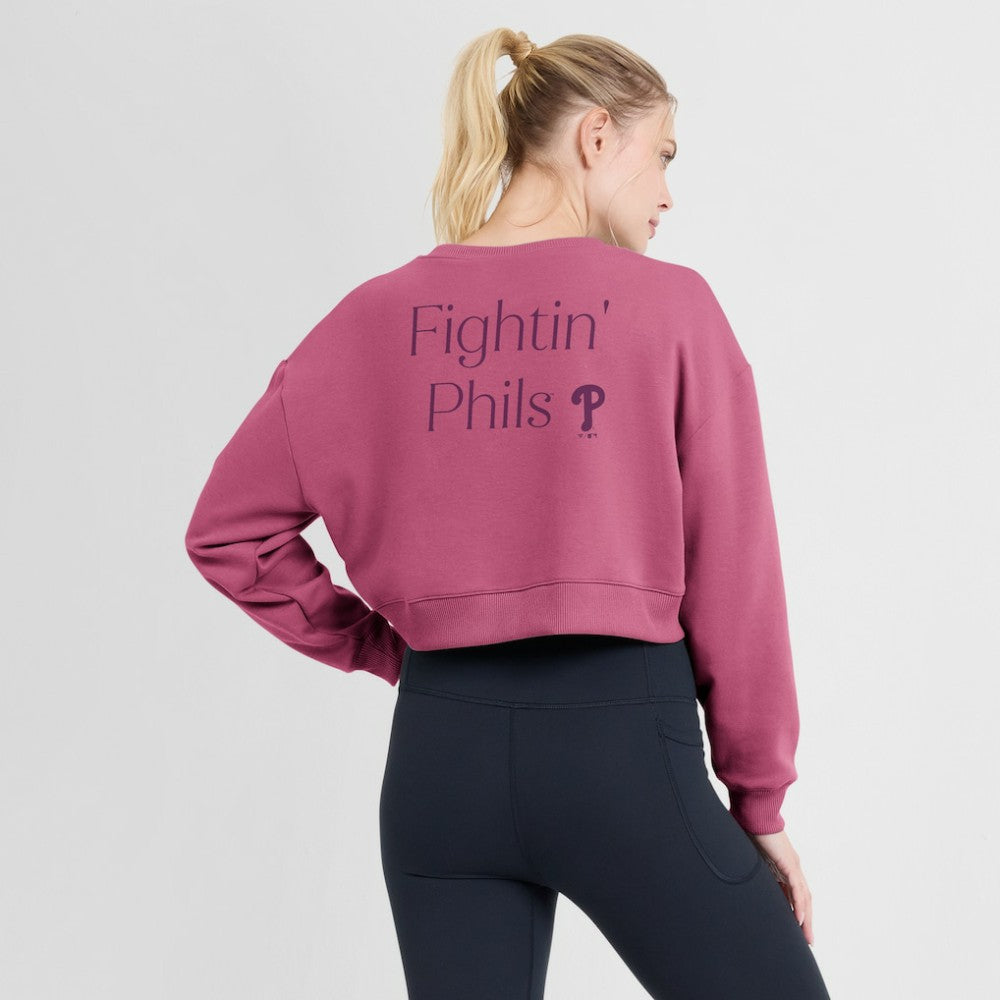 Philadelphia Phillies Fanatics Women's Studio Cropped Pullover Sweatshirt Sale