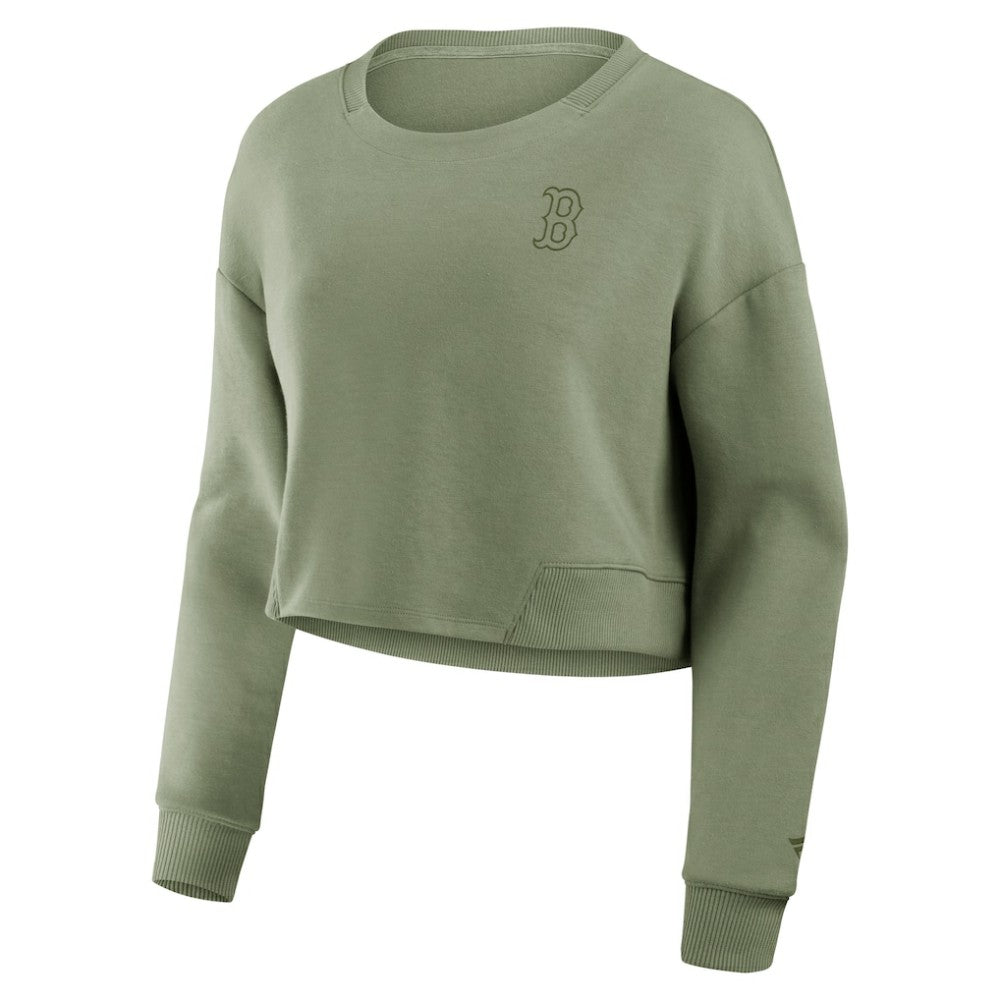Boston Red Sox Fanatics Women's Studio Cropped Pullover Sweatshirt Online