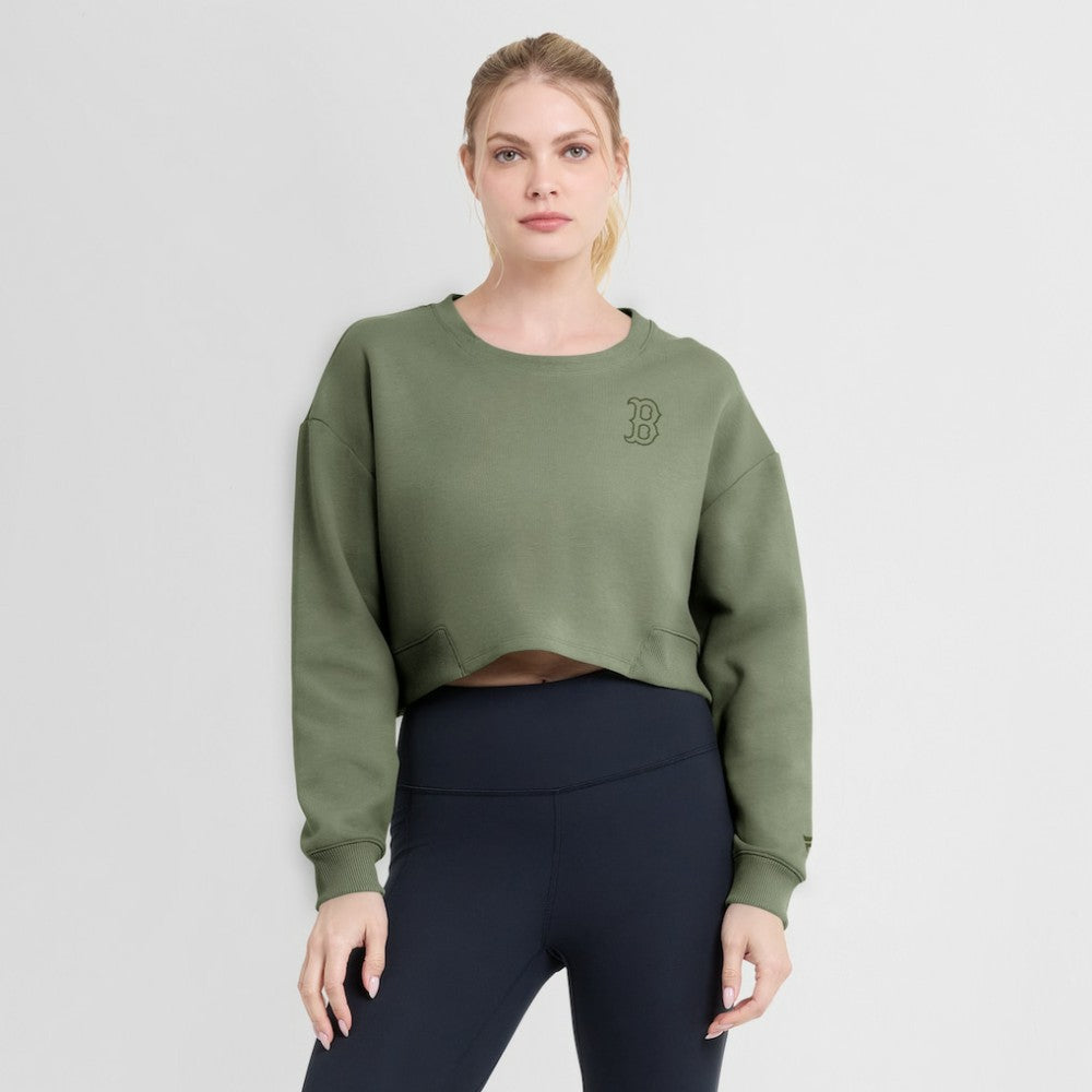 Boston Red Sox Fanatics Women's Studio Cropped Pullover Sweatshirt Online