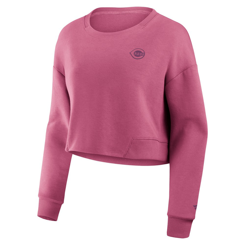 Cincinnati Reds Fanatics Women's Studio Cropped Pullover Sweatshirt Near Me