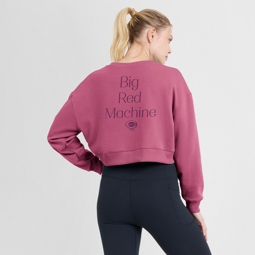 Cincinnati Reds Fanatics Women's Studio Cropped Pullover Sweatshirt Near Me