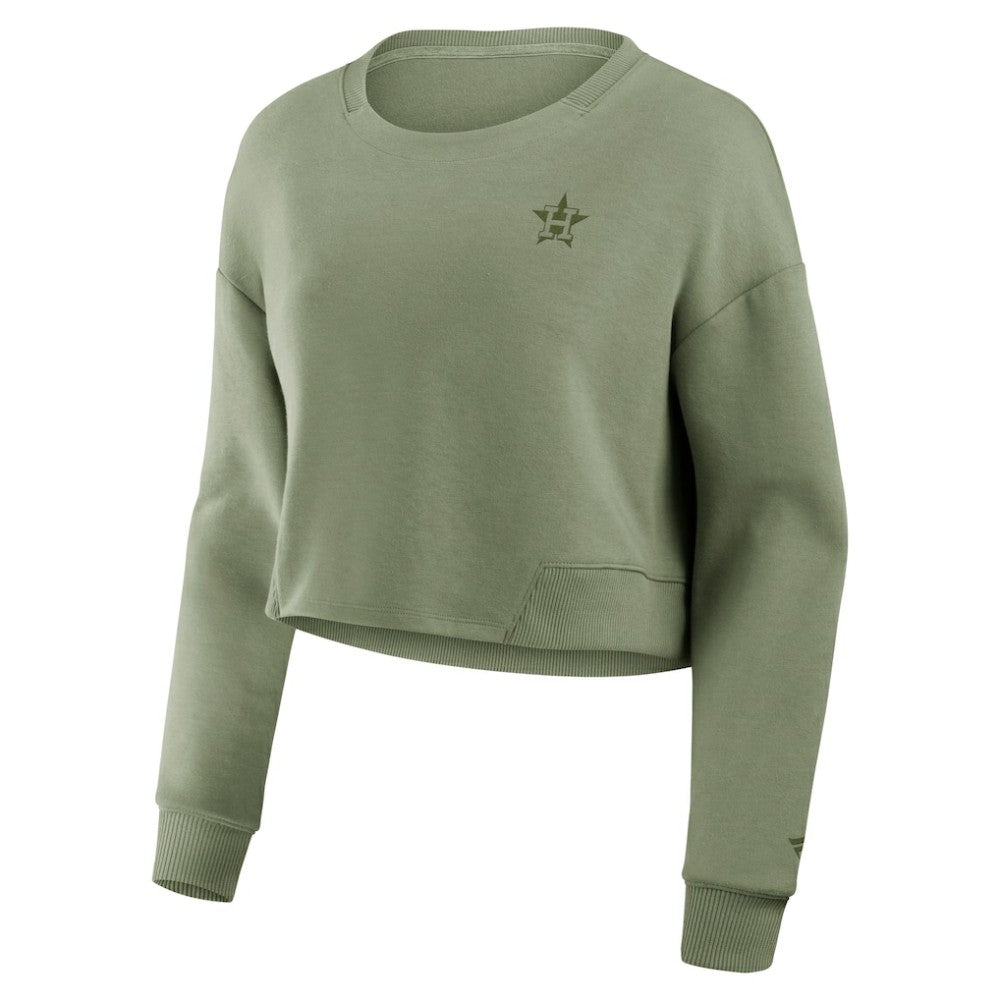 Houston Astros Fanatics Women's Studio Cropped Pullover Sweatshirt Outlet