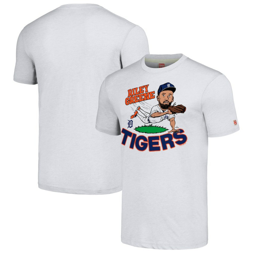 Riley Greene Detroit Tigers Homage Caricature Player Tri-Blend T-Shirt Outlet