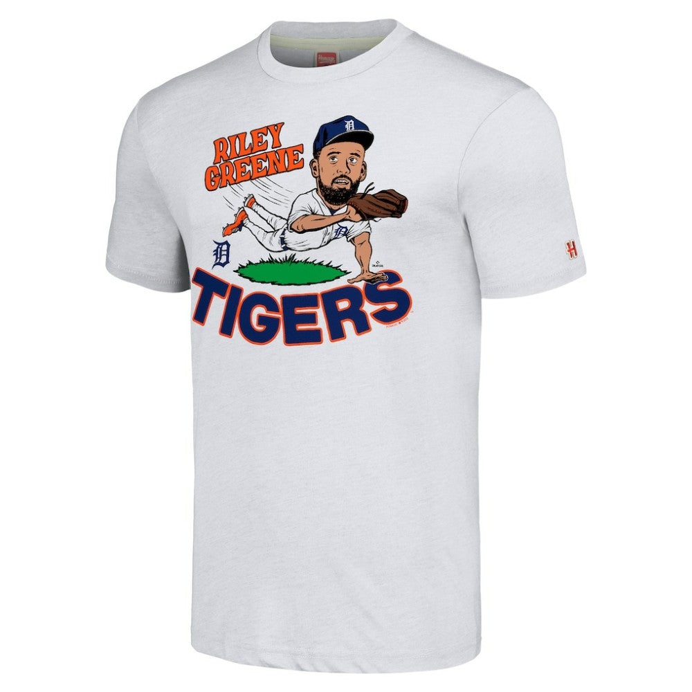 Riley Greene Detroit Tigers Homage Caricature Player Tri-Blend T-Shirt Outlet