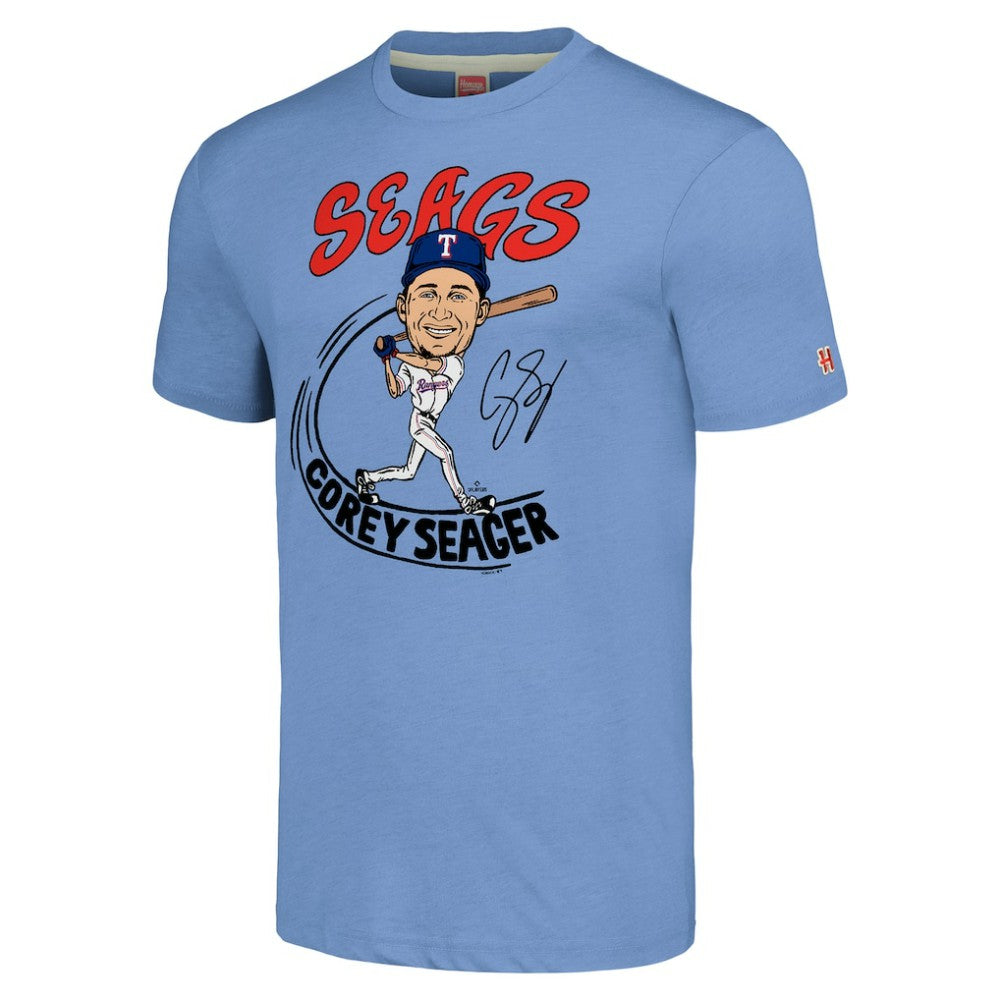 Corey Seager Texas Rangers Homage Caricature Player Tri-Blend T-Shirt Outlet
