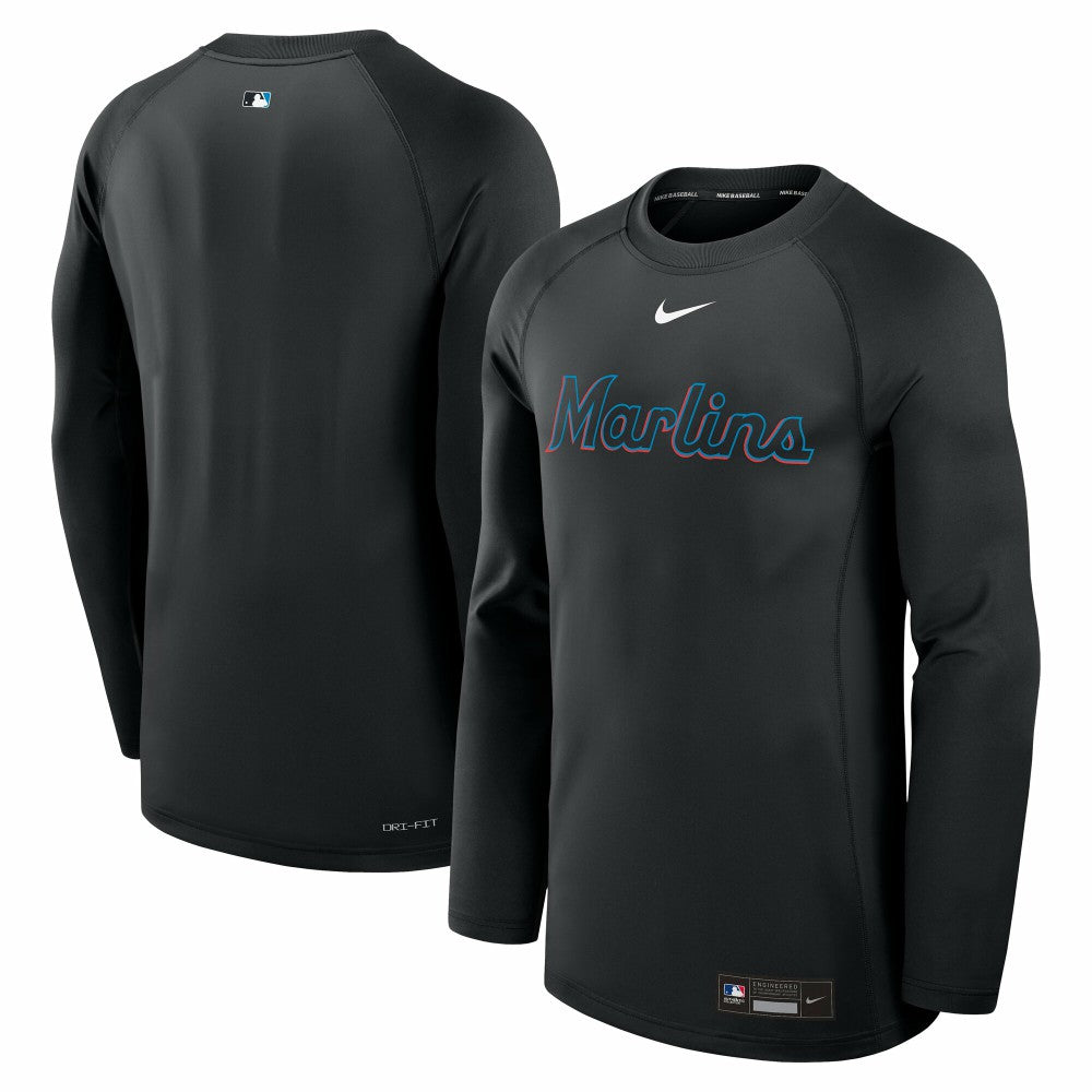 Miami Marlins Nike Authentic Collection Game Time Raglan Dri-FIT Long Sleeve T-Shirt Outlet