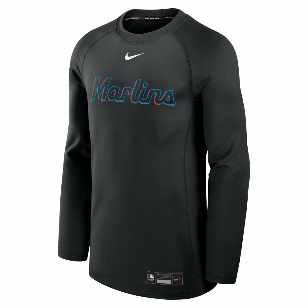Miami Marlins Nike Authentic Collection Game Time Raglan Dri-FIT Long Sleeve T-Shirt Outlet