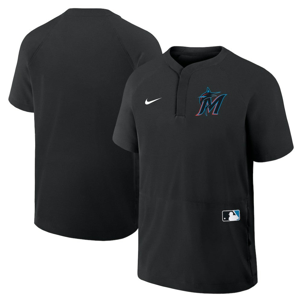 Miami Marlins Nike Authentic Collection Raglan Short Sleeve Windshirt Online