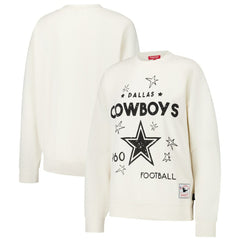 Dallas Cowboys Women's Lightweight 3.0 Logo Pullover Sweatshirt - Cream - Mitchell & Ness