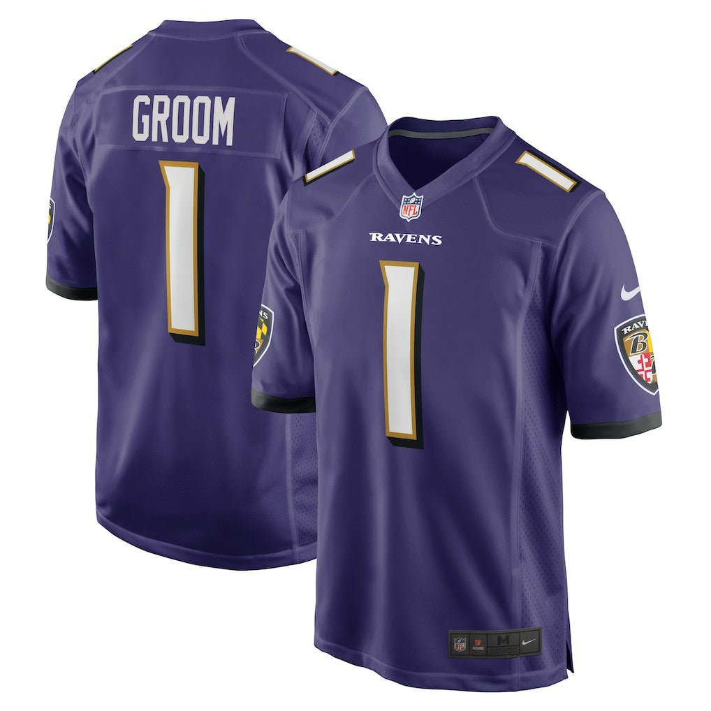 Number 1 Groom Baltimore Ravens Game Jersey - Purple - Nike