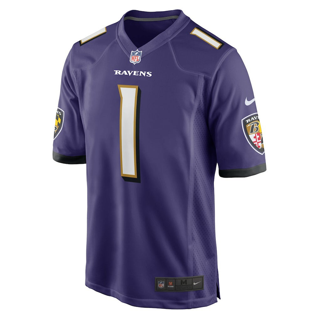 Number 1 Groom Baltimore Ravens Game Jersey - Purple - Nike