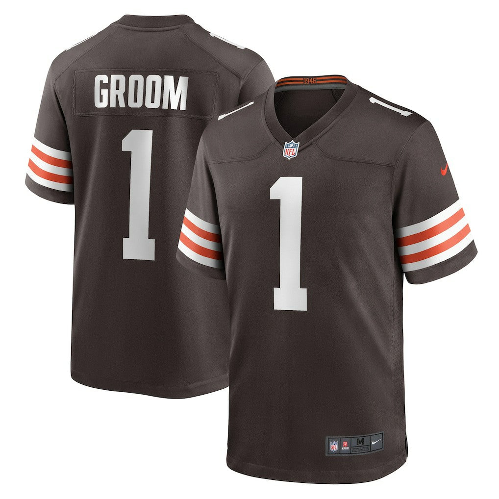 Number 1 Groom Cleveland Browns Game Jersey - Brown - Nike