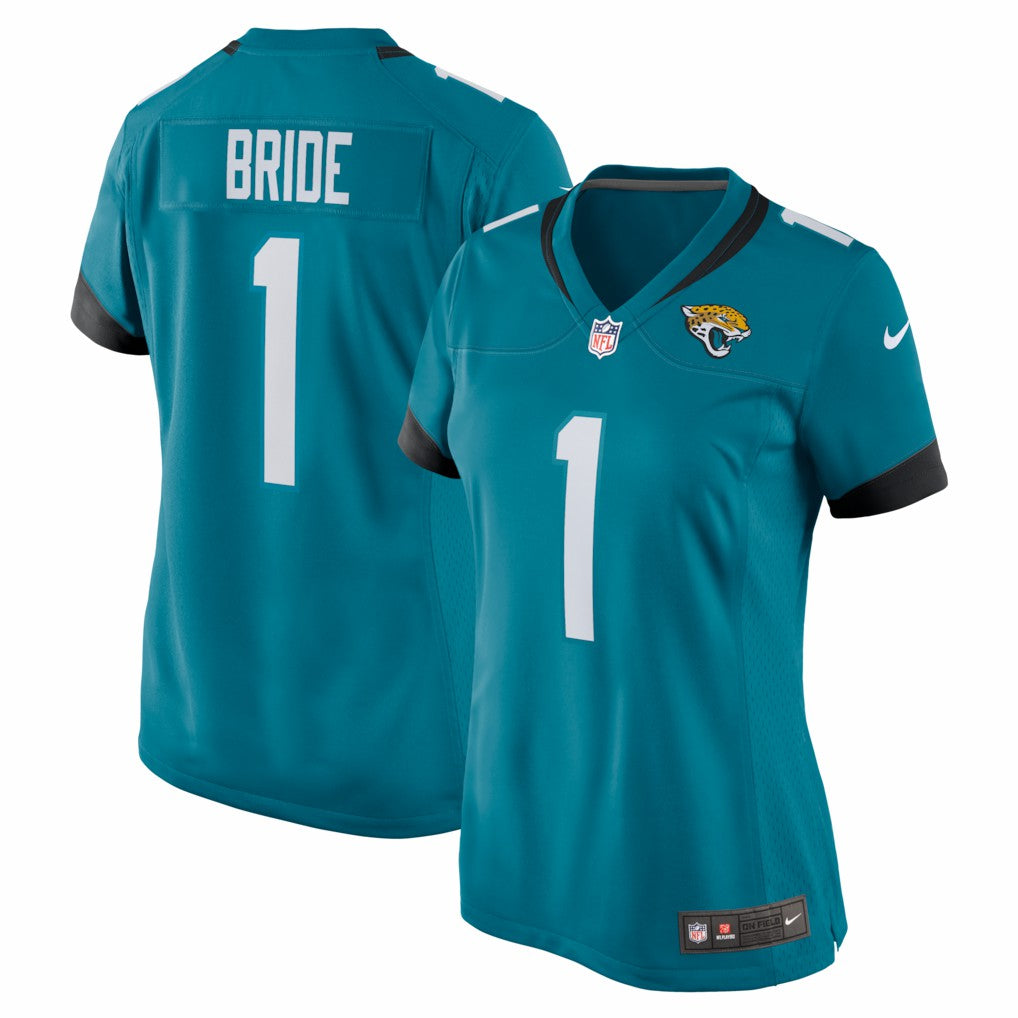 Number 1 Bride Jacksonville Jaguars Women's Game Jersey - Teal - Nike