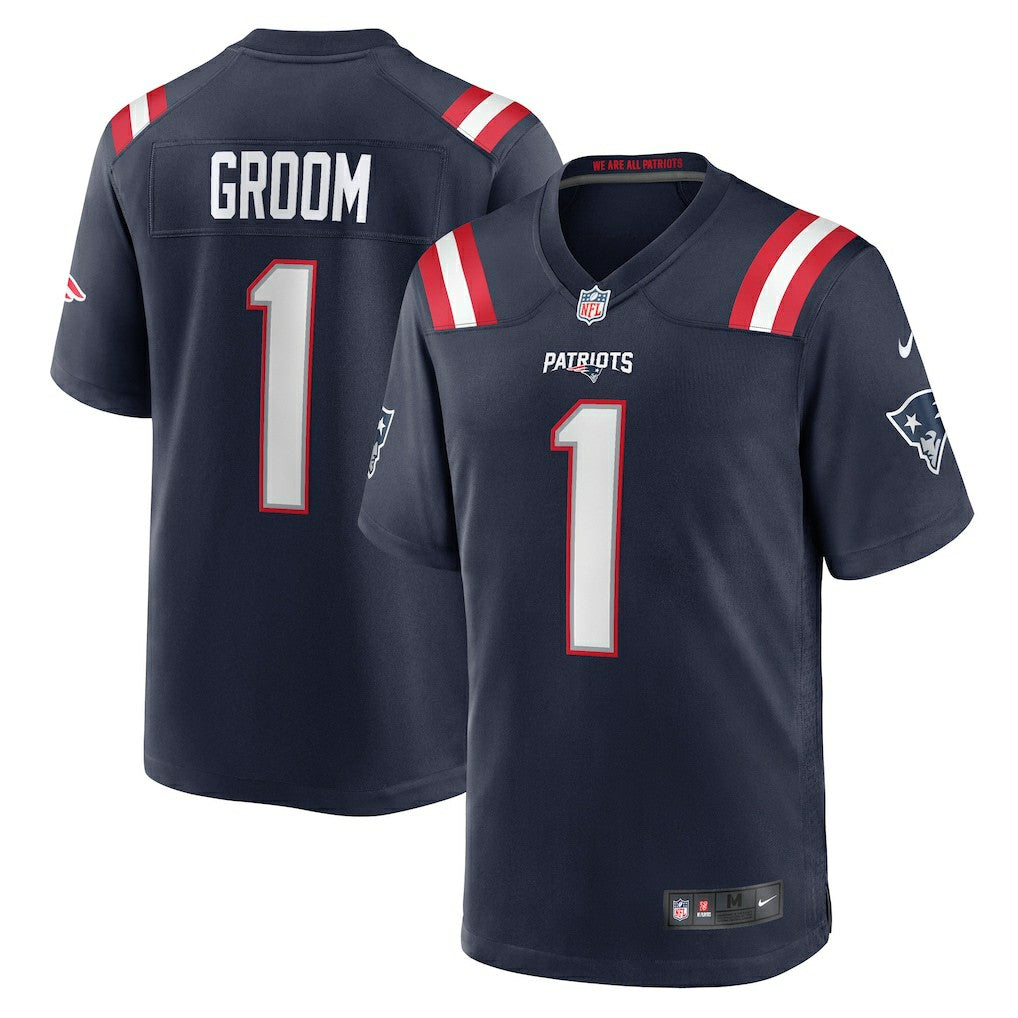 Number 1 Groom New England Patriots Game Jersey - Navy - Nike