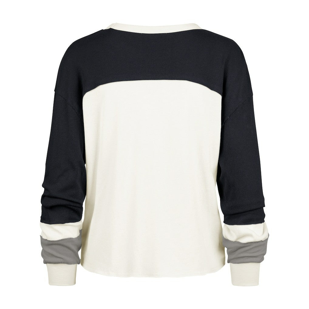 Dallas Cowboys '47 Women's Double Header Curve Raglan Long Sleeve Crop Top - Cream - 47 brand