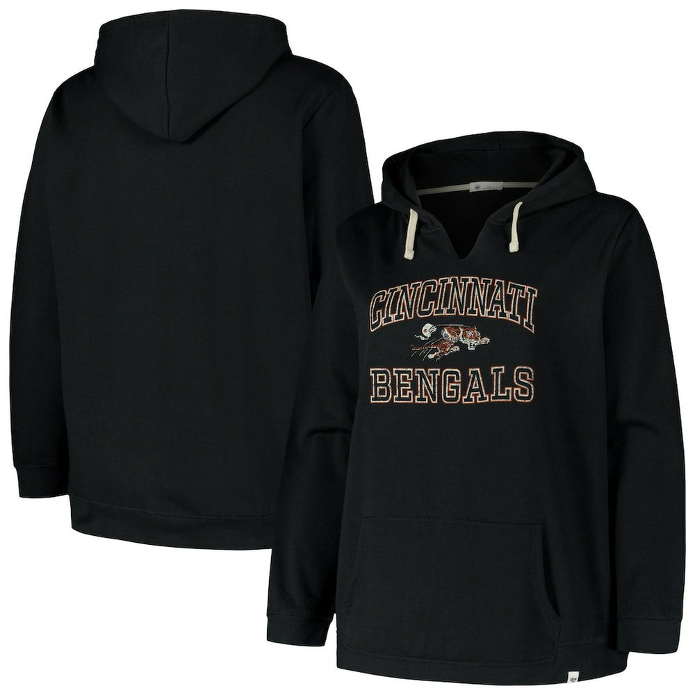 Cincinnati Bengals '47 Women's Plus Size Clarity Kennedy Pullover Hoodie - Black - 47 brand