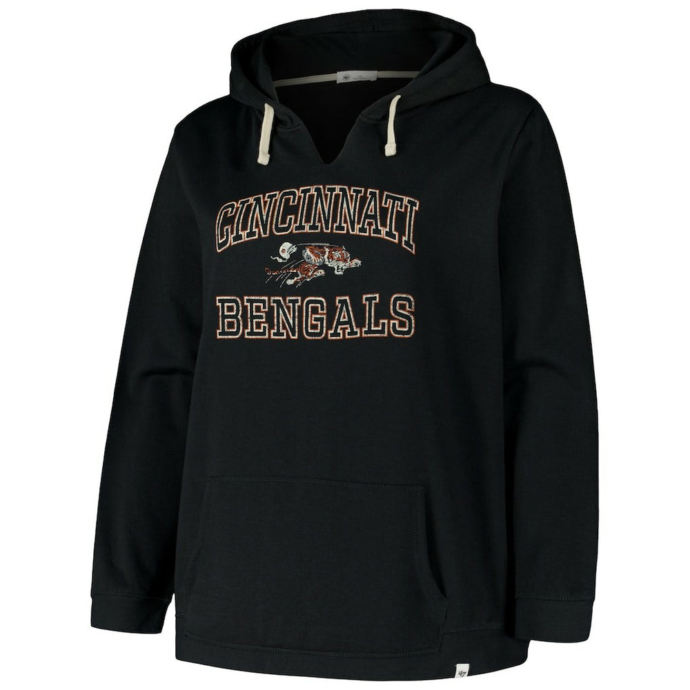 Cincinnati Bengals '47 Women's Plus Size Clarity Kennedy Pullover Hoodie - Black - 47 brand