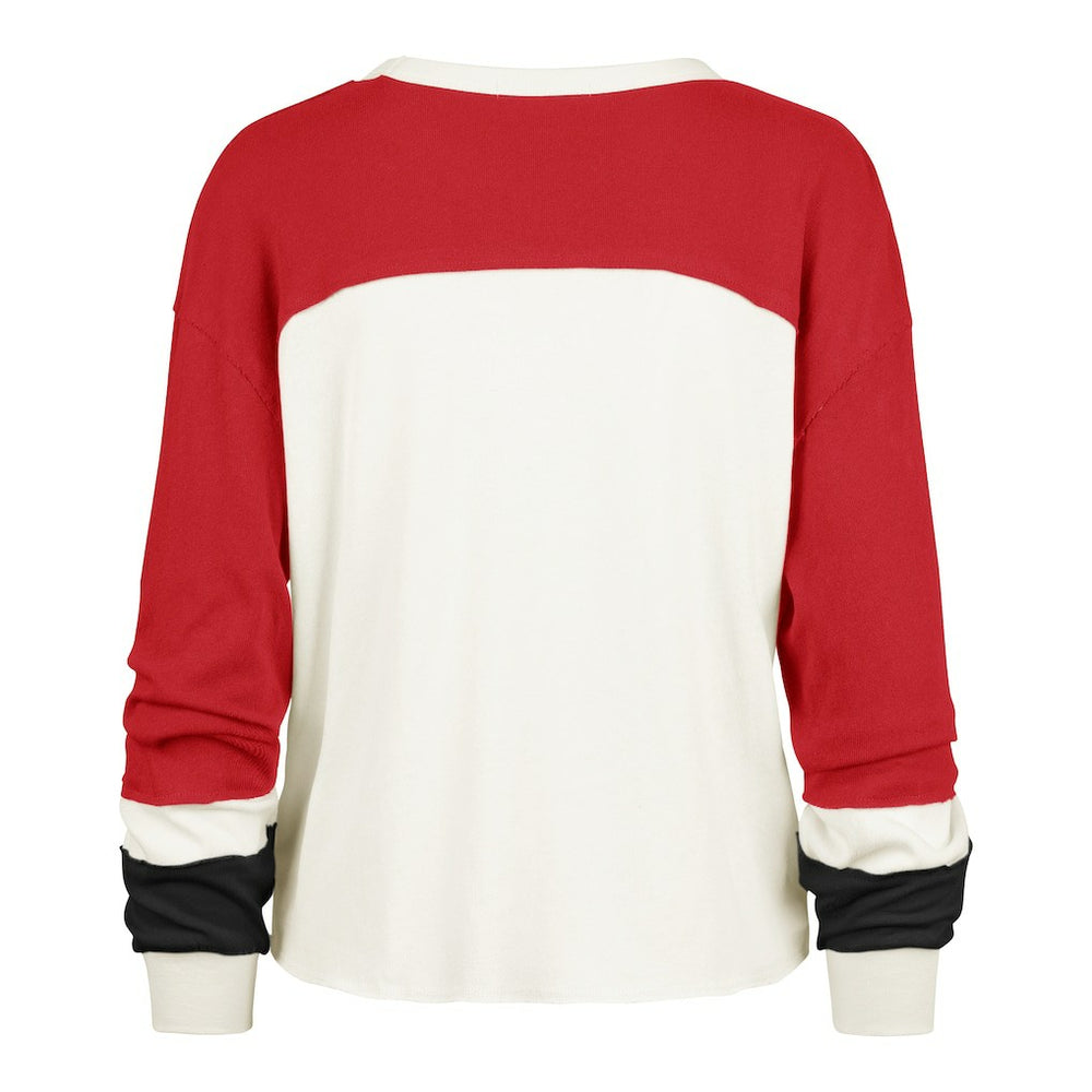 San Francisco 49ers '47 Women's Plus Size Double Header Curve Toni Long Sleeve T-Shirt - Cream/Scarlet - 47 brand