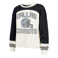Dallas Cowboys '47 Women's Plus Size Double Header Curve Toni Long Sleeve T-Shirt - Cream/Navy - 47 brand