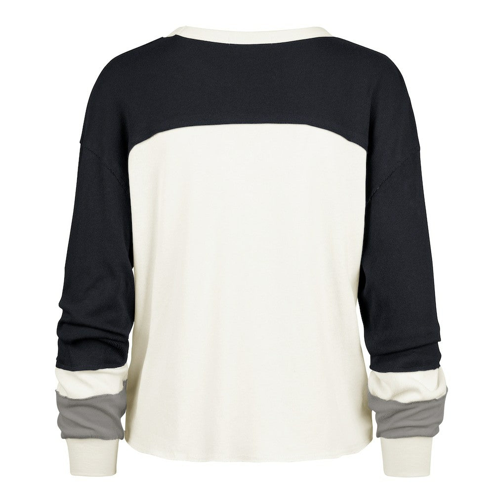 Dallas Cowboys '47 Women's Plus Size Double Header Curve Toni Long Sleeve T-Shirt - Cream/Navy - 47 brand