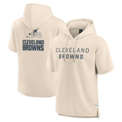 Cleveland Browns Elements Future Ground Lettering Short Sleeve Pullover Hoodie - Cream - Fanatics