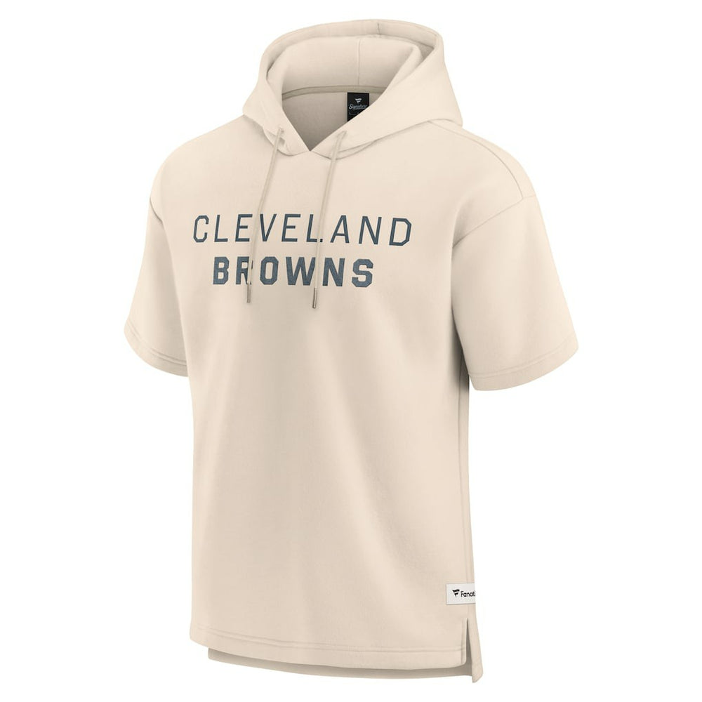 Cleveland Browns Elements Future Ground Lettering Short Sleeve Pullover Hoodie - Cream - Fanatics