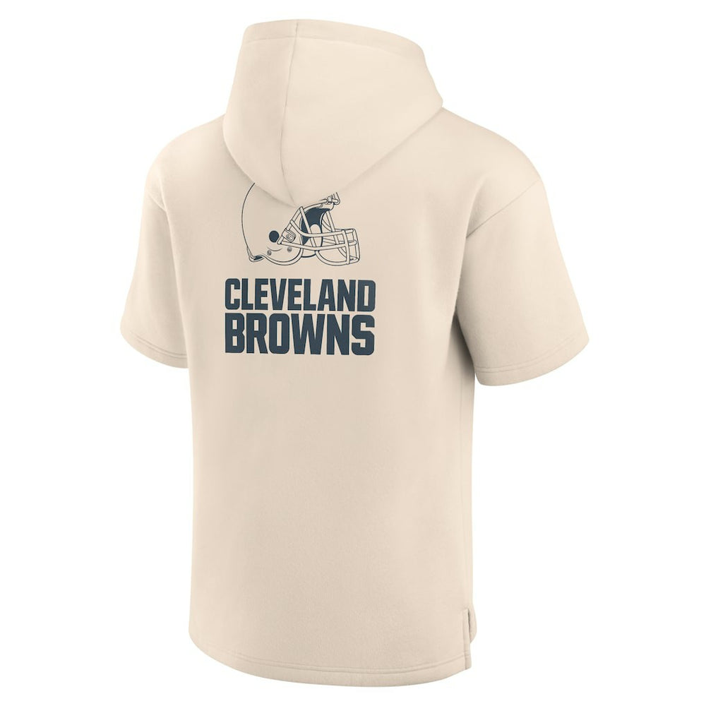 Cleveland Browns Elements Future Ground Lettering Short Sleeve Pullover Hoodie - Cream - Fanatics