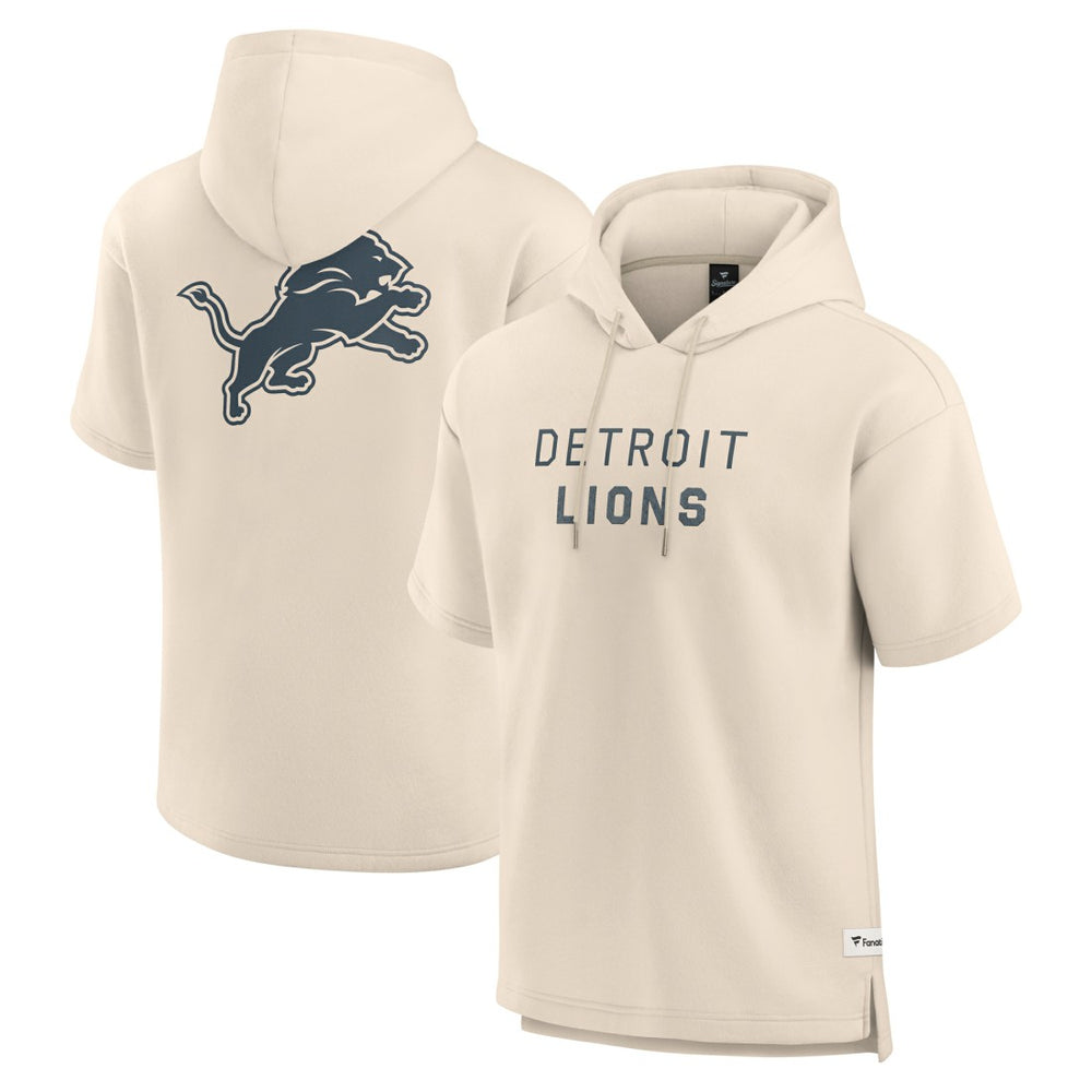 Detroit Lions Elements Future Ground Lettering Short Sleeve Pullover Hoodie - Cream - Fanatics