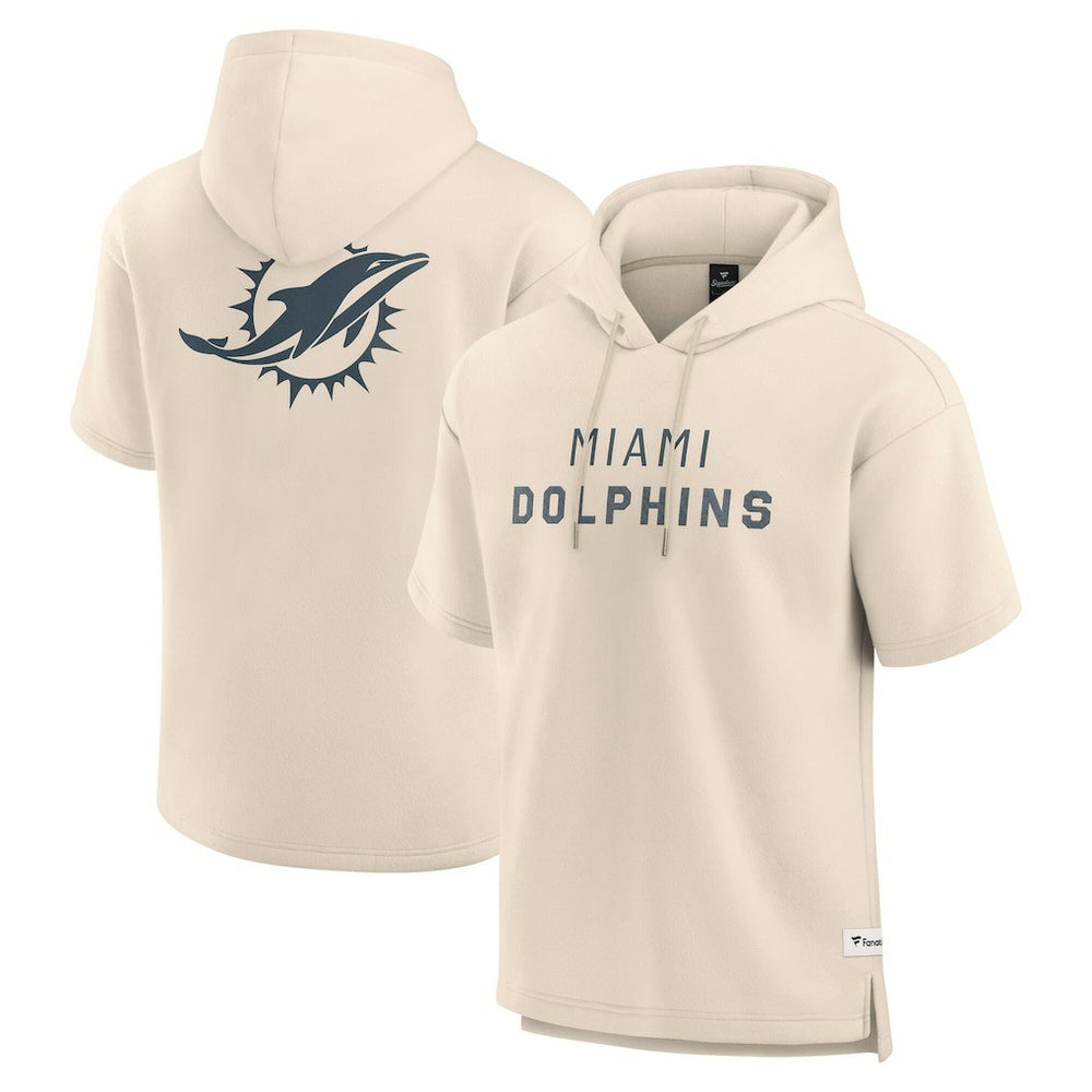 Miami Dolphins Elements Future Ground Lettering Short Sleeve Pullover Hoodie - Cream - Fanatics