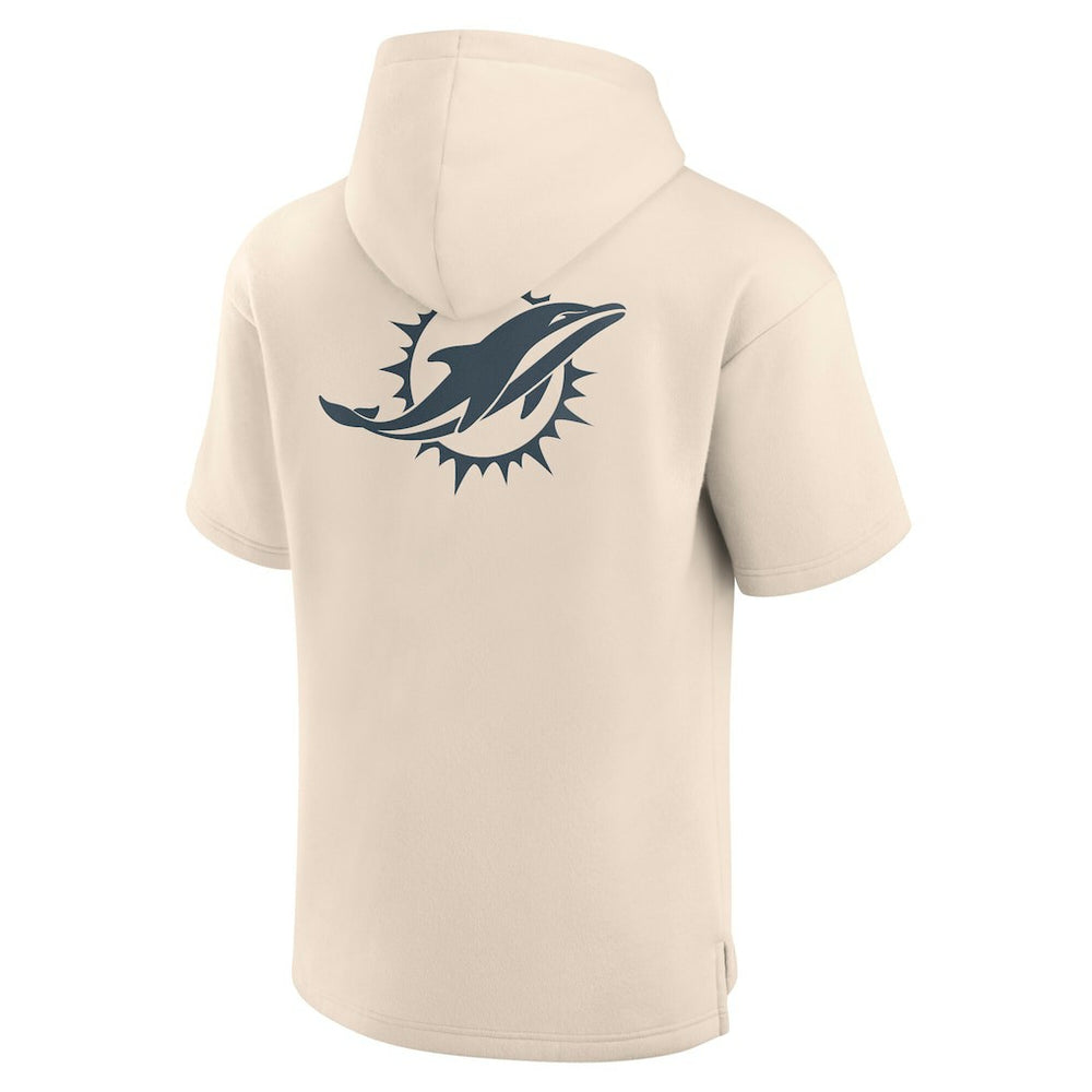 Miami Dolphins Elements Future Ground Lettering Short Sleeve Pullover Hoodie - Cream - Fanatics