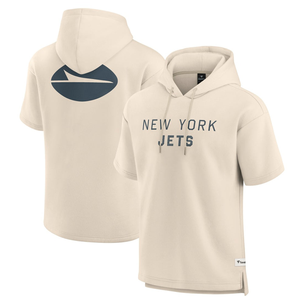 New York Jets Elements Future Ground Lettering Short Sleeve Pullover Hoodie - Cream - Fanatics