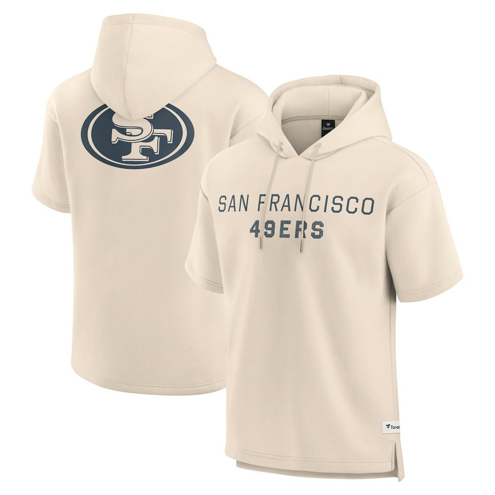 San Francisco 49ers Elements Future Ground Lettering Short Sleeve Pullover Hoodie - Cream - Fanatics