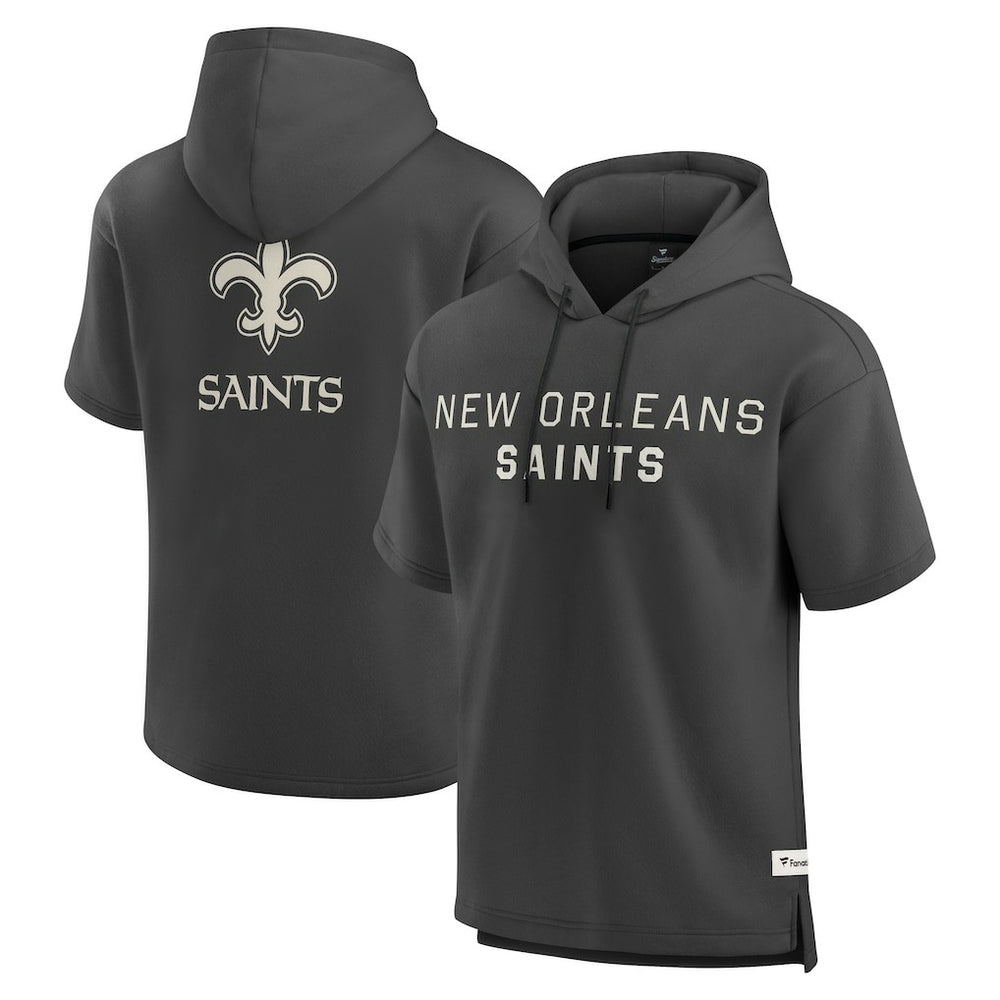 New Orleans Saints Elements Future Ground Lettering Short Sleeve Pullover Hoodie - Charcoal - Fanatics
