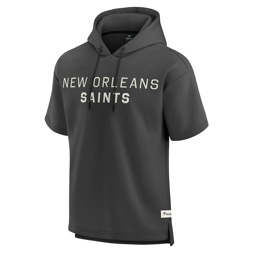 New Orleans Saints Elements Future Ground Lettering Short Sleeve Pullover Hoodie - Charcoal - Fanatics