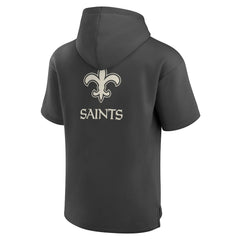 New Orleans Saints Elements Future Ground Lettering Short Sleeve Pullover Hoodie - Charcoal - Fanatics
