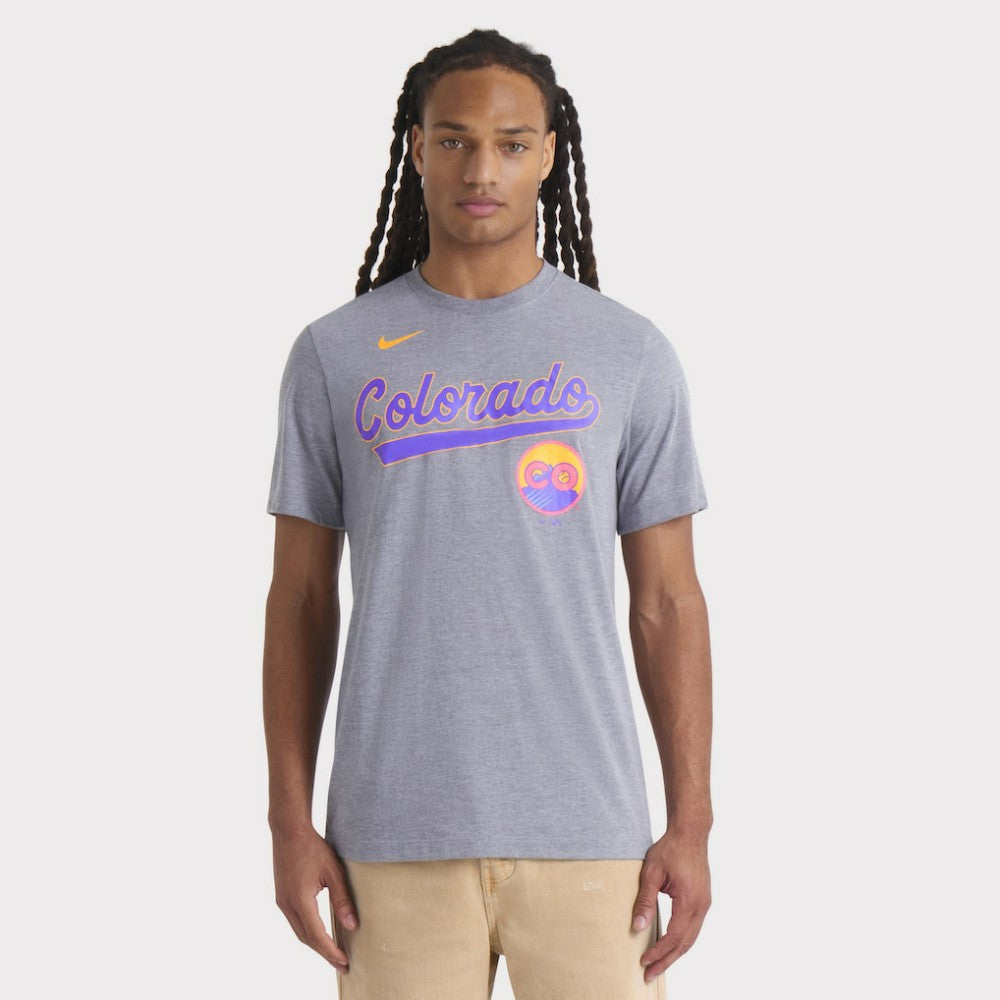 Colorado Rockies Nike City Connect Script Tri-Blend T-Shirt Sale