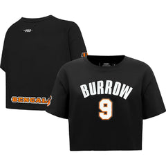 Joe Burrow Cincinnati Bengals Pro Standard Women's Player Name & Number Cropped Boxy T-Shirt - Black - NFL