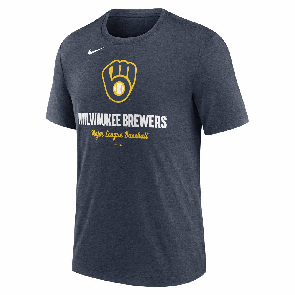 Milwaukee Brewers Nike Logo Tri-Blend T-Shirt Outlet