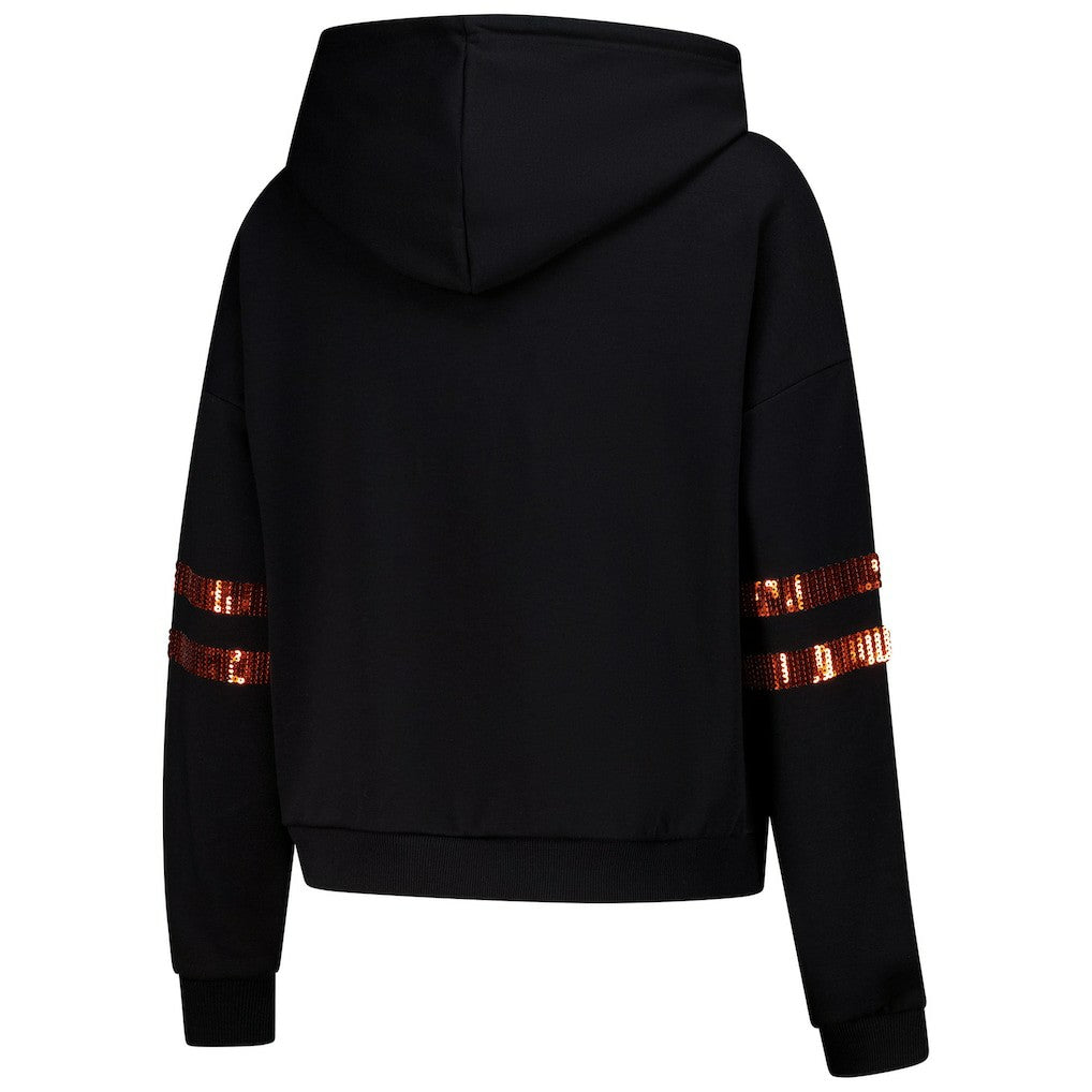 Cincinnati Bengals Cuce Women's Cropped Sequins Pullover Hoodie - Black - NFL