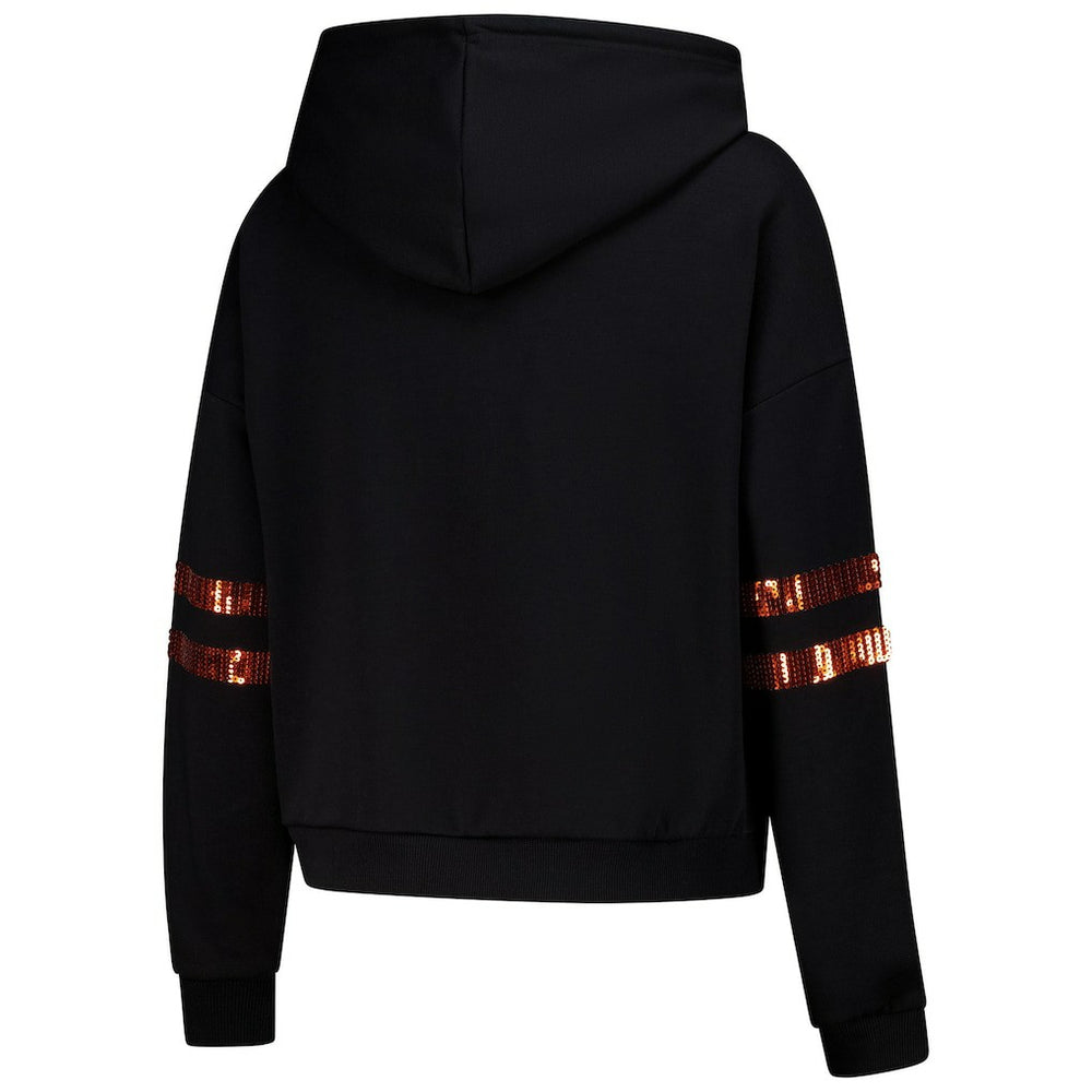 Cincinnati Bengals Cuce Women's Cropped Sequins Pullover Hoodie - Black - NFL