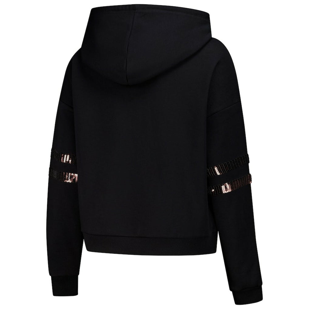 Cleveland Browns Cuce Women's Cropped Sequins Pullover Hoodie - Black - NFL