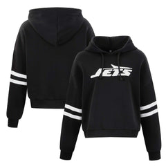 New York Jets Cuce Women's Cropped Sequins Pullover Hoodie - Black - NFL
