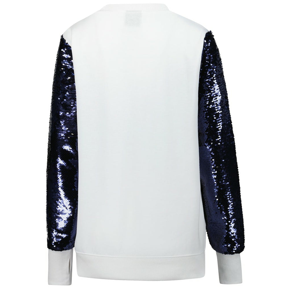 Dallas Cowboys Cuce Women's Sequin Sleeve V-Neck Pullover Sweatshirt- White - NFL
