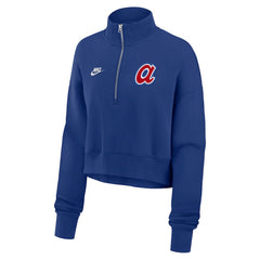 Atlanta Braves Nike Women's Cooperstown Collection Phoenix Fleece Half-Zip Sweatshirt Outlet