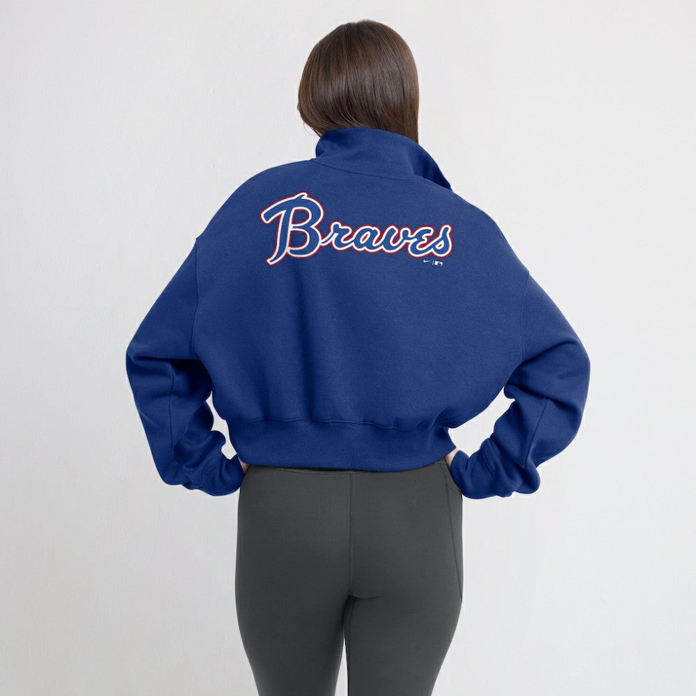 Atlanta Braves Nike Women's Cooperstown Collection Phoenix Fleece Half-Zip Sweatshirt Outlet