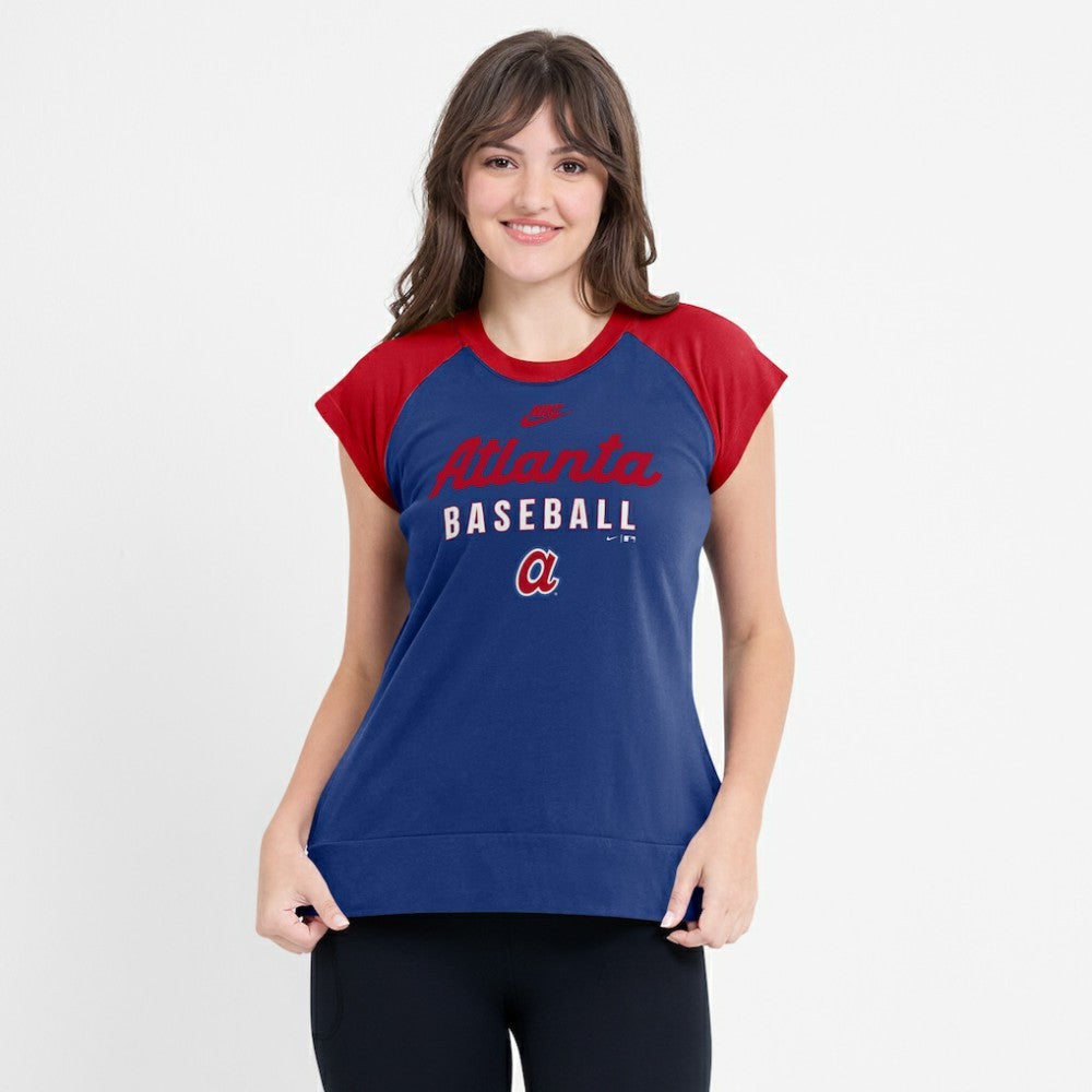 Atlanta Braves Nike Women's Cooperstown Collection Raglan Dri-FIT T-Shirt Outlet