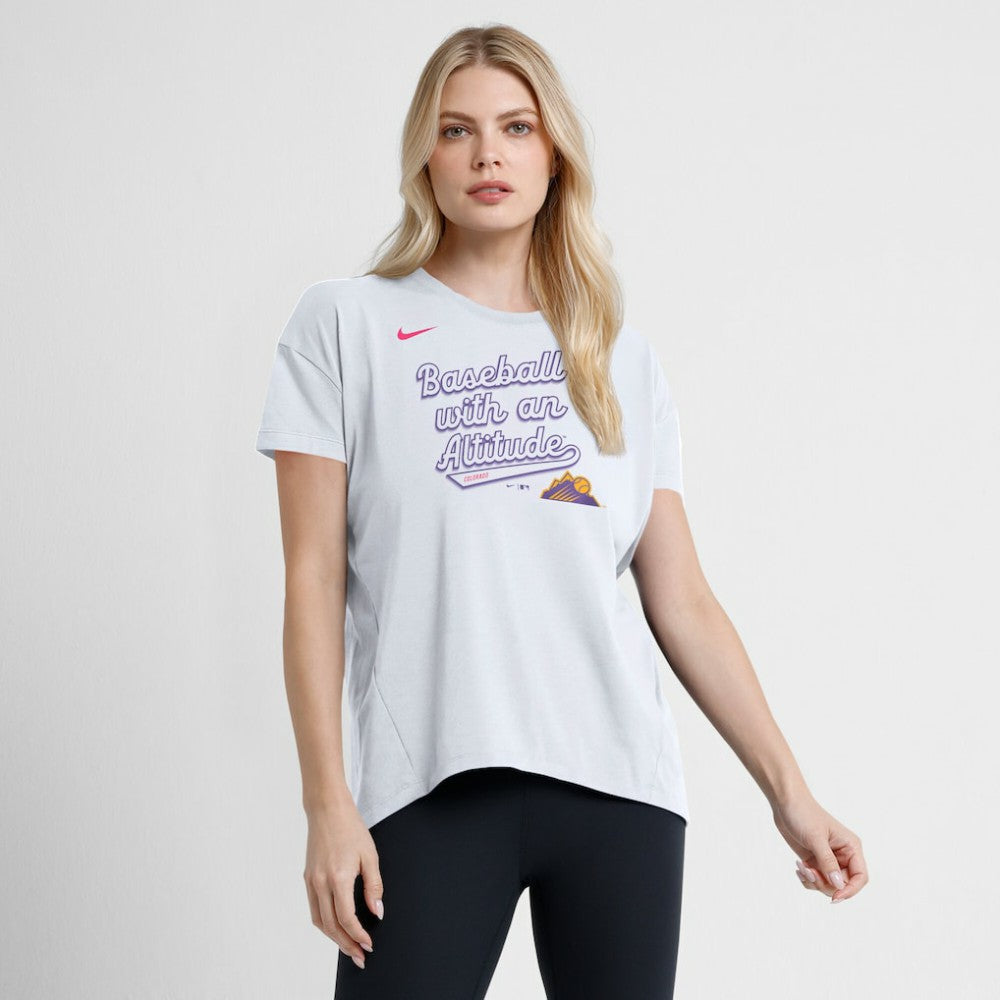 Colorado Rockies Nike Women's 2025 City Connect Flowy Fashion Tri-Blend Dri-FIT T-Shirt Outlet