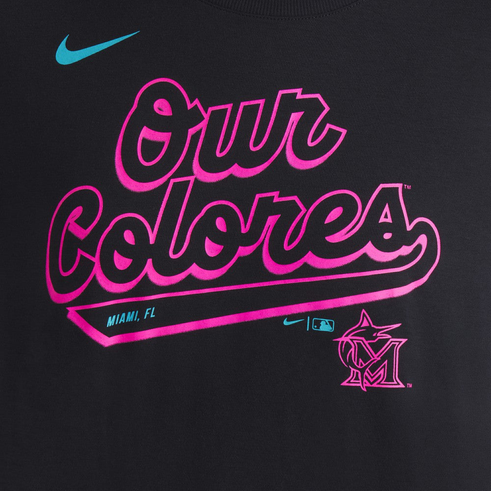 Miami Marlins Nike Women's 2025 City Connect Flowy Fashion Tri-Blend Dri-FIT T-Shirt for sale