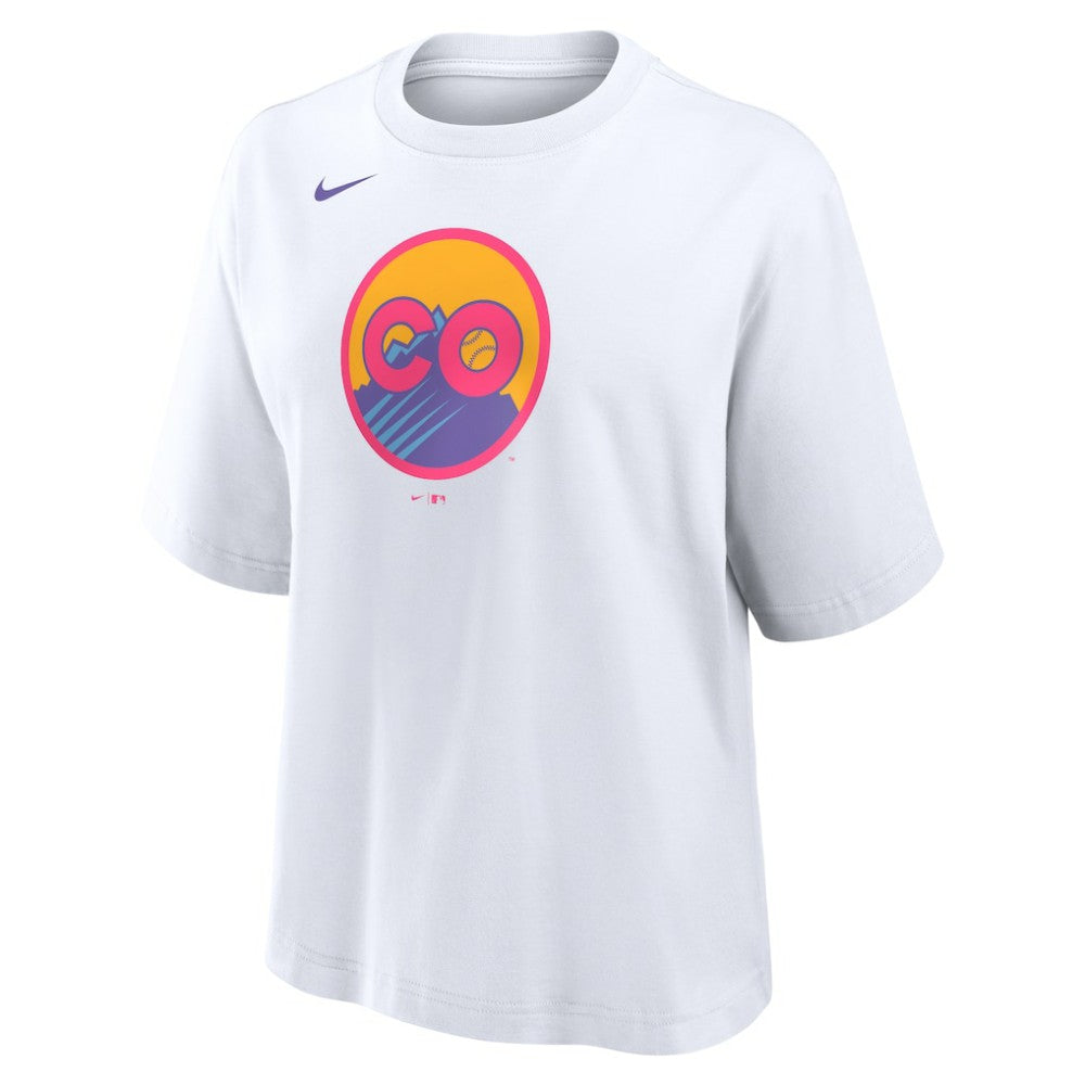 Colorado Rockies Nike Women's 2025 City Connect Logo Boxy T-Shirt Online
