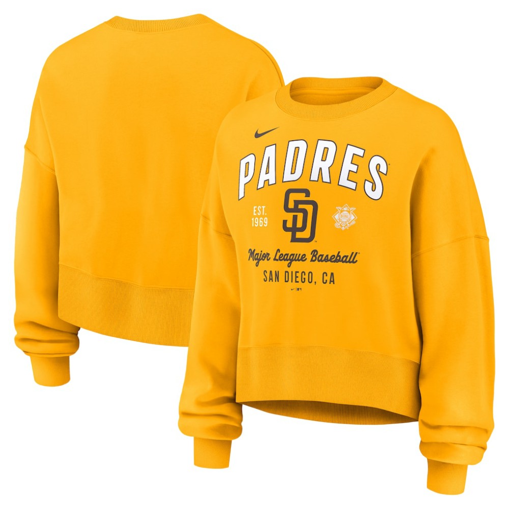 San Diego Padres Nike Women's Oversized High Hip Pullover Sweatshirt Outlet